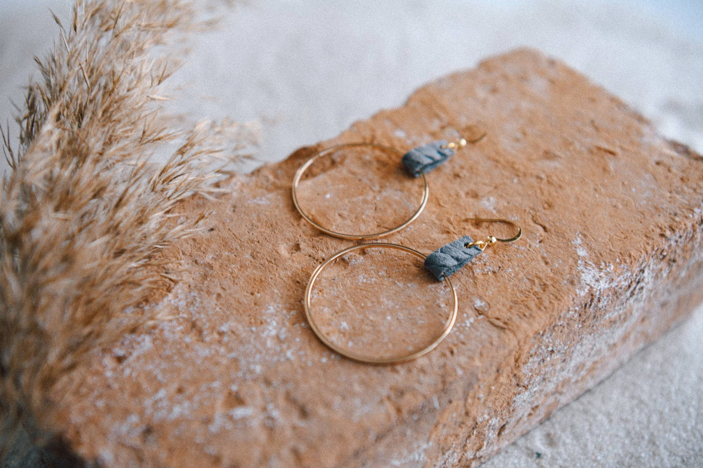 Lightweight Leather and Gold Plated Hoops