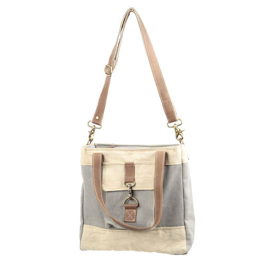 Mixed Fabric Canvas Crossbody Bag
