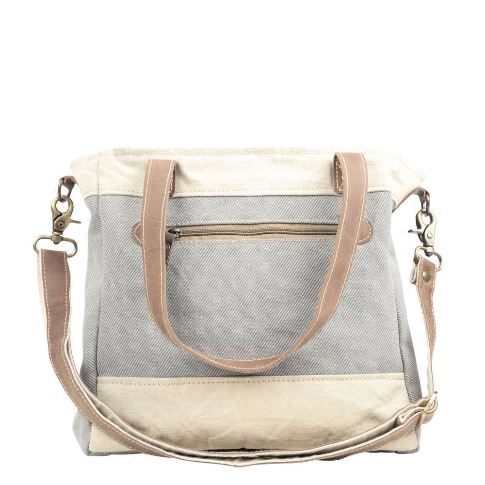 Mixed Fabric Canvas Crossbody Bag
