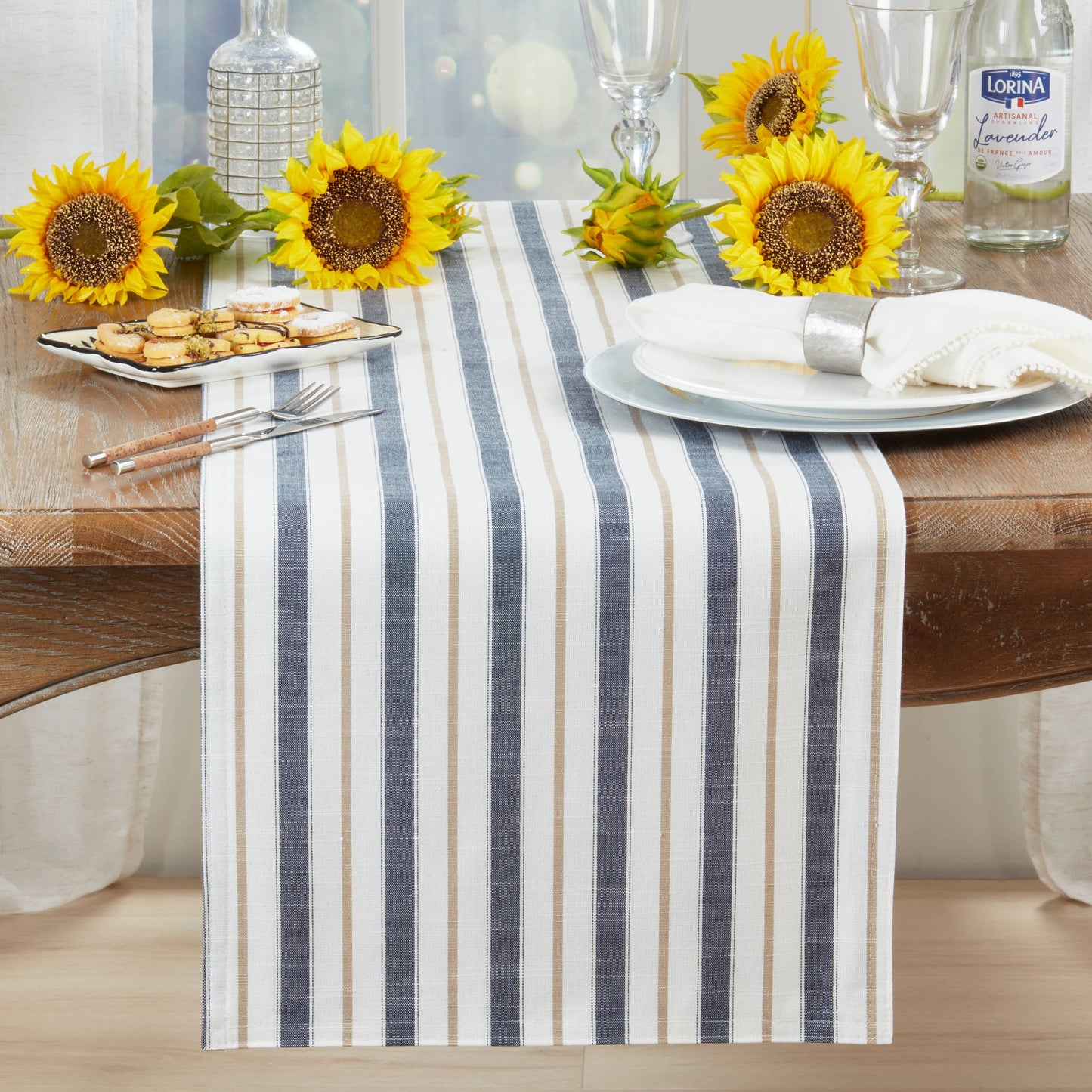 Modern Striped Table Runner 16" x 90"