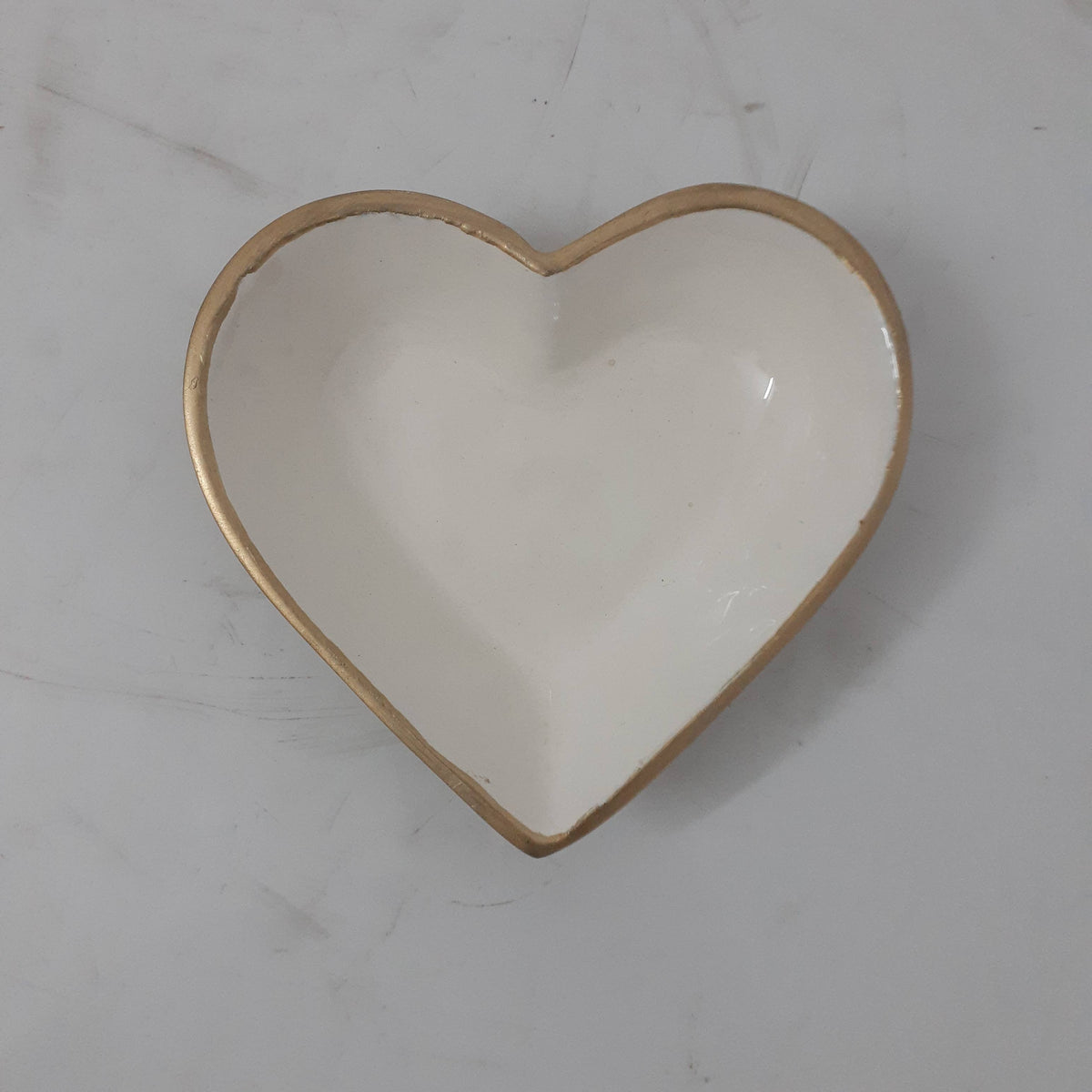 White and Gold Heart Dish