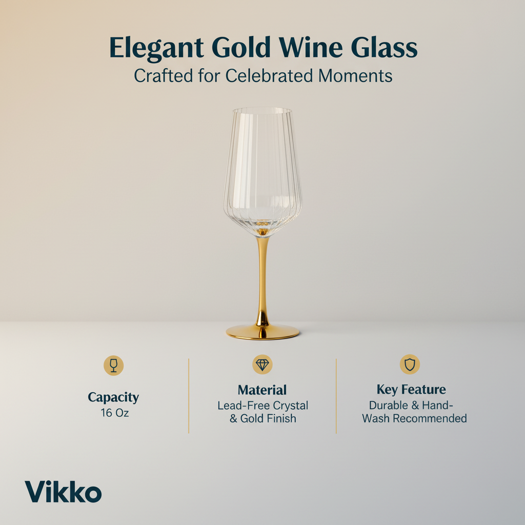 Vikko Gold Wine Glass (16 oz)