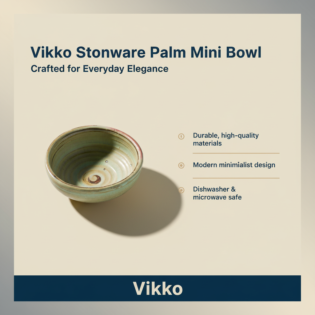 Vikko Stoneware Palm Mini Bowl Green Speckled Brown, 3.5 oz