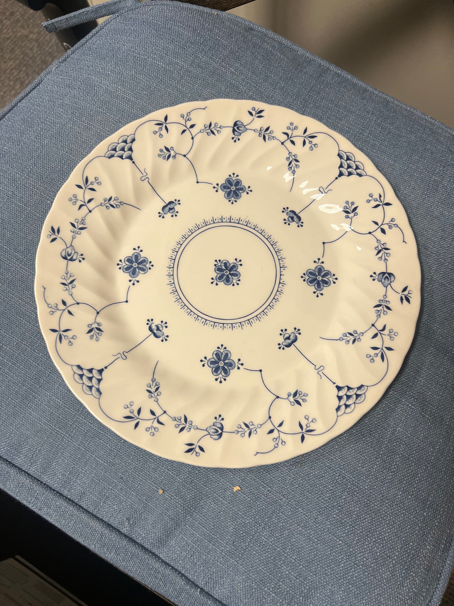 Blue and White Floral Plate