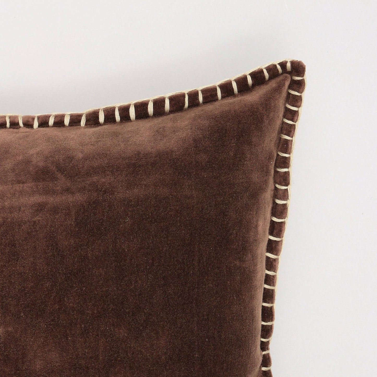 Cotton Velvet Throw Pillow with Handstitched Edges 18X18"