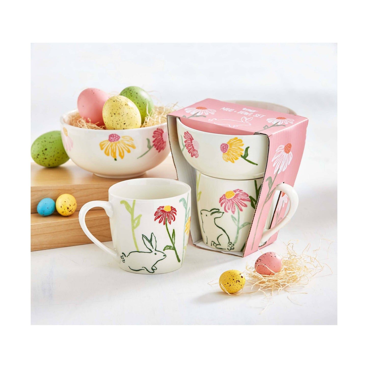 Easter Bunny Mug & Bowl Set Multi Bone China Spring