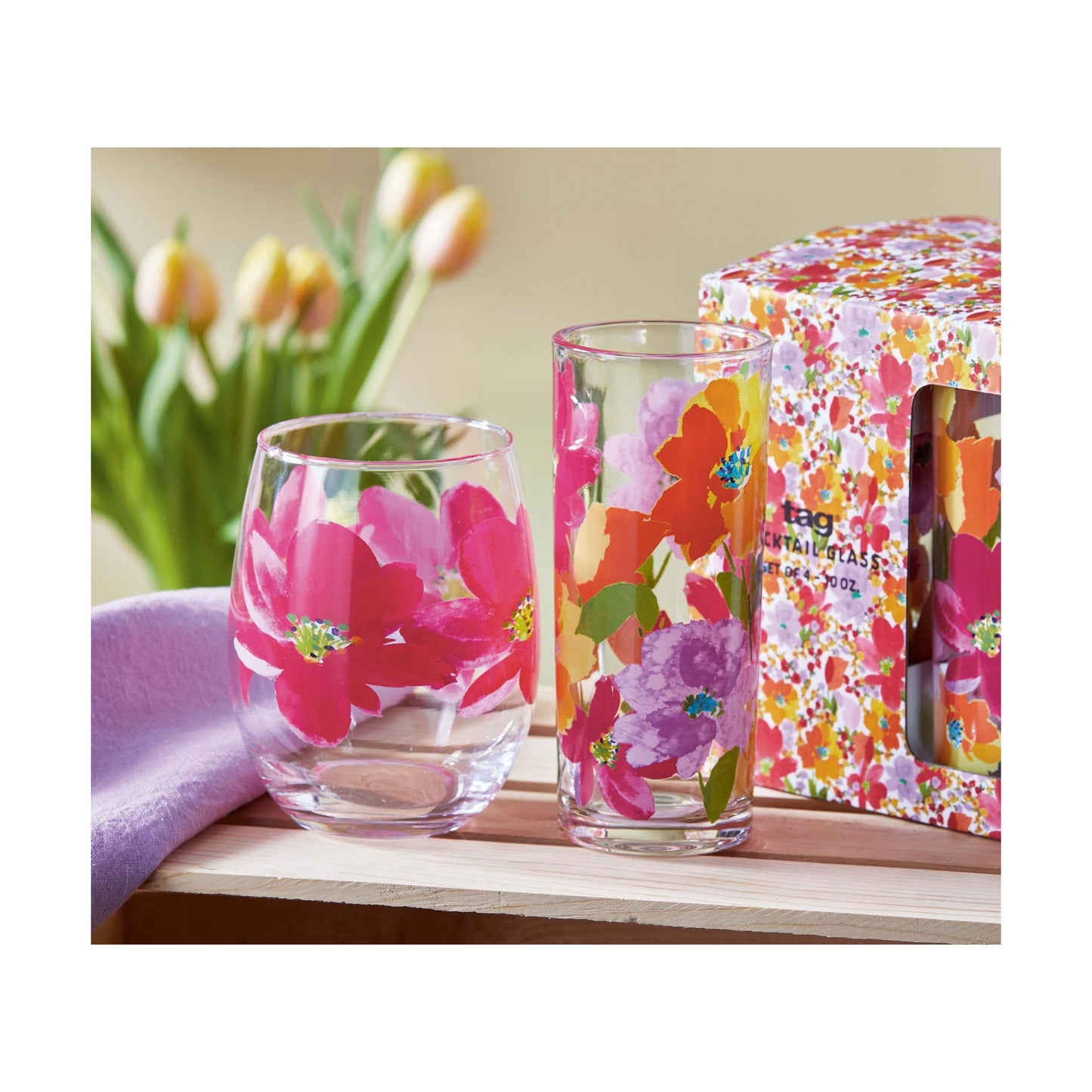 Springtime Stemless Wine Glass