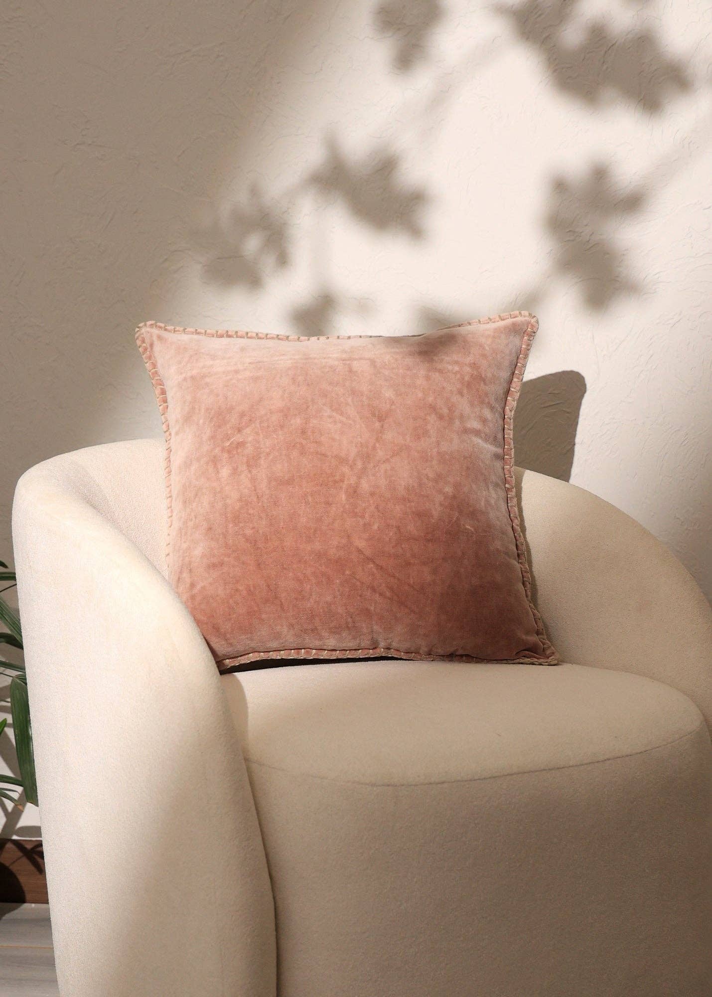 Cotton Velvet Throw Pillow with Handstitched Edges 18X18"