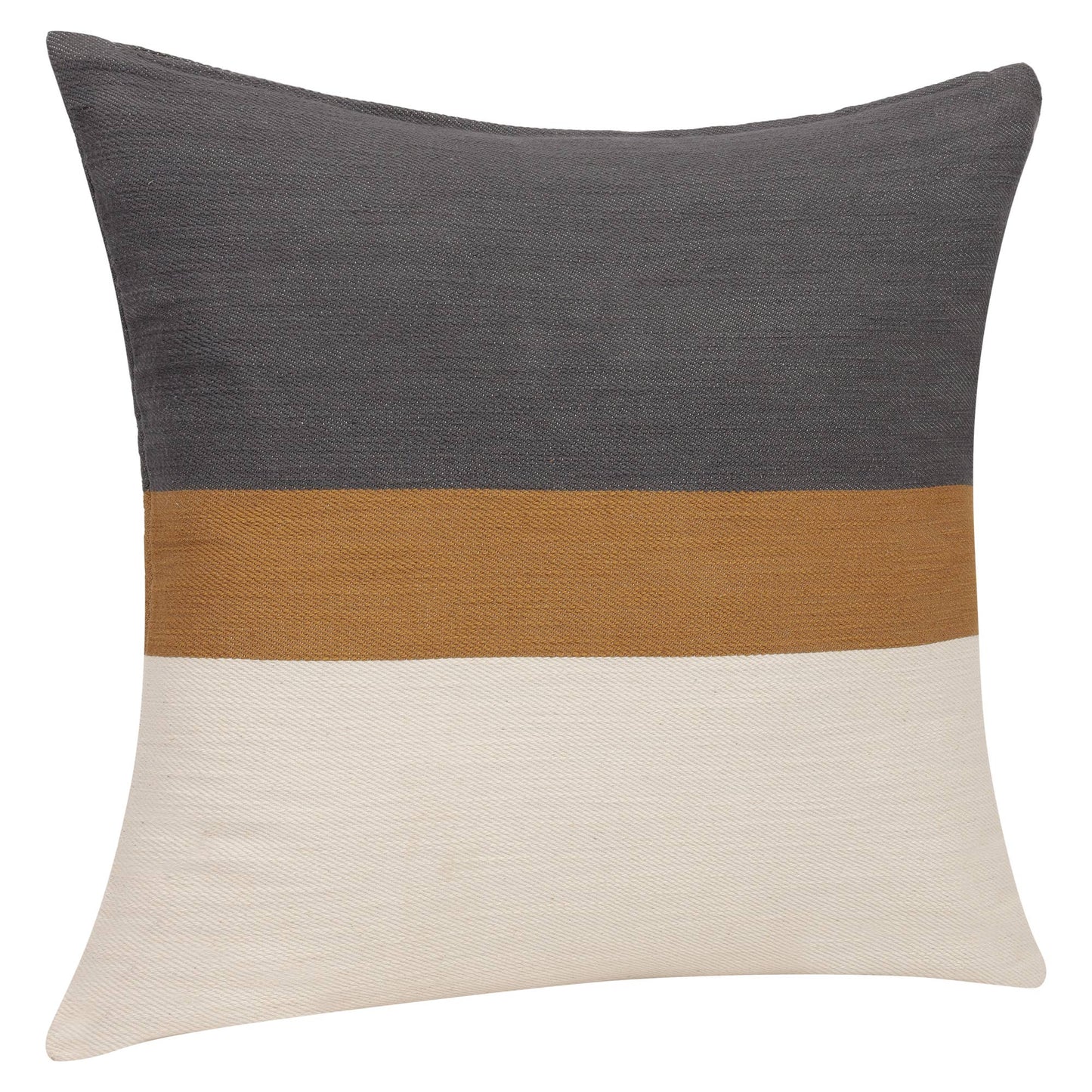 Transitional Hand-Woven Multi Striped Cotton Throw Pillow
