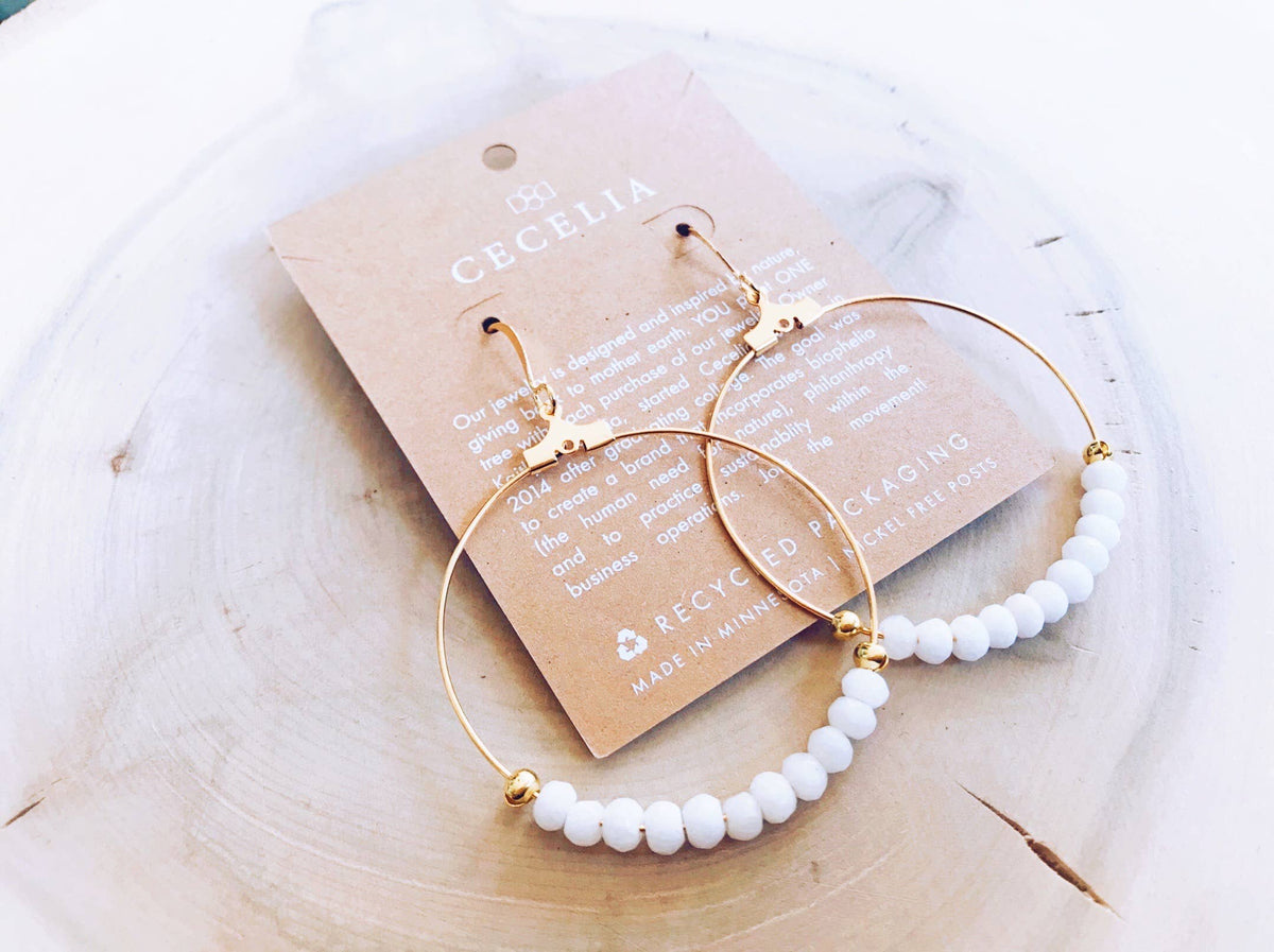 Gemstone and Gold-Plated Hoop Earrings
