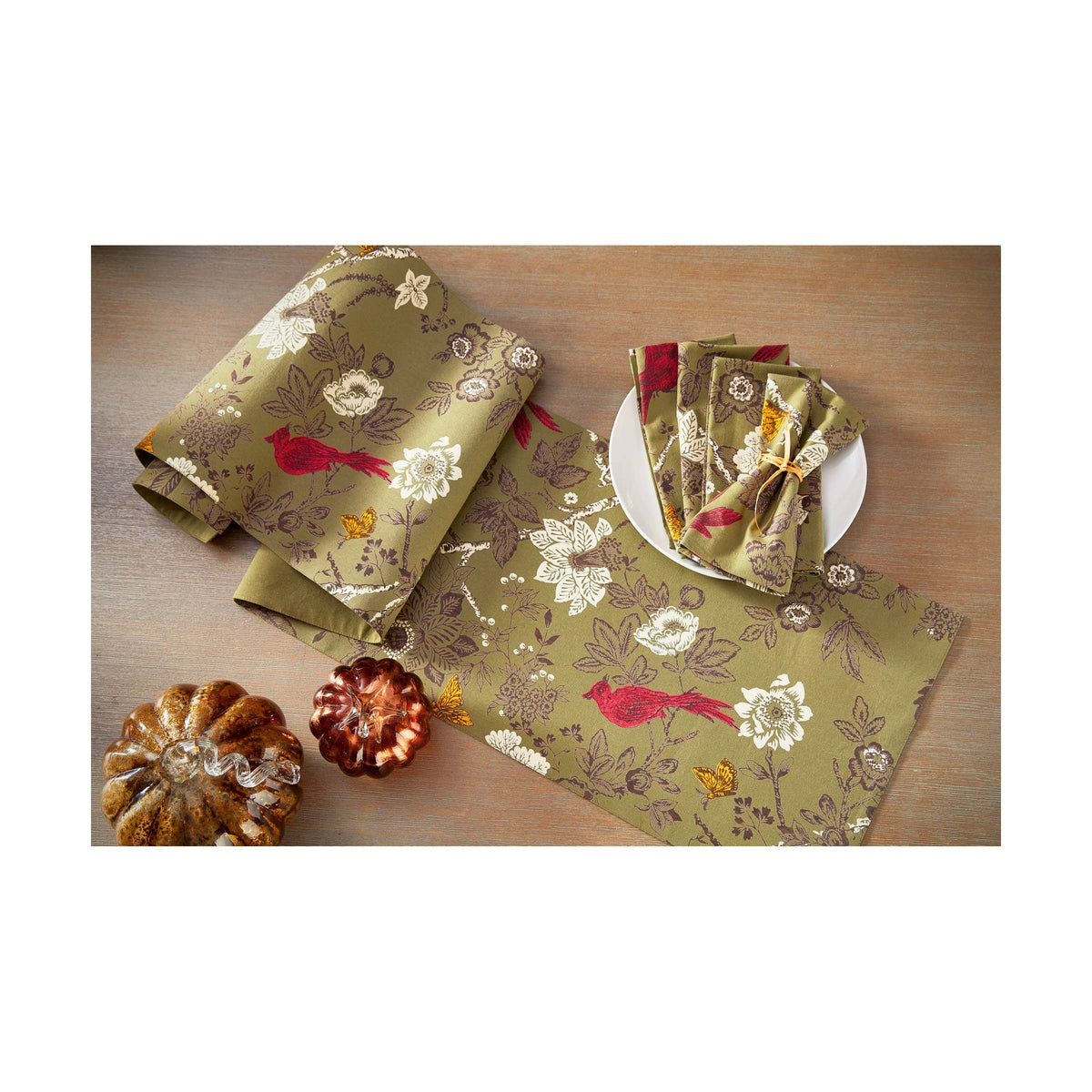 Toile Runner Green Multi Cotton