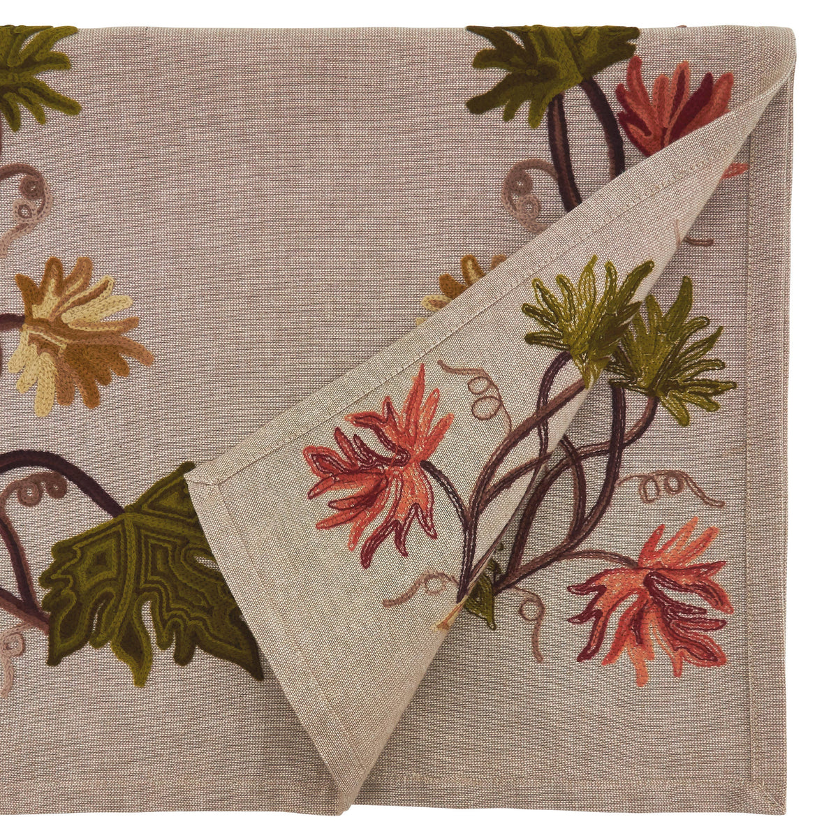 Embroidered Fall Leaf Runner