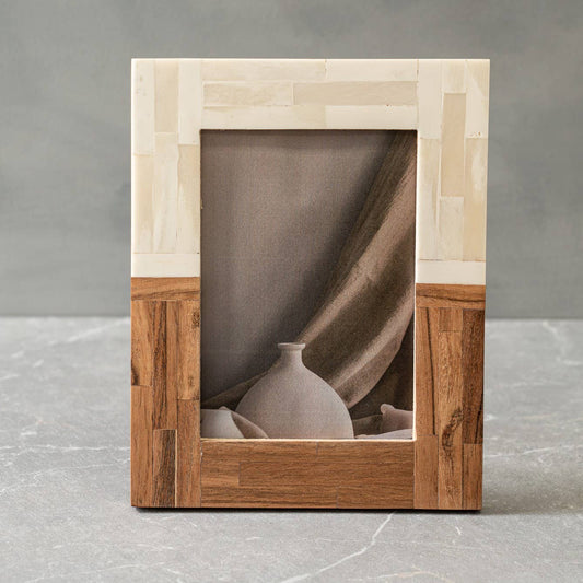 Half Split Wood & Bone Photo Frame 5x7