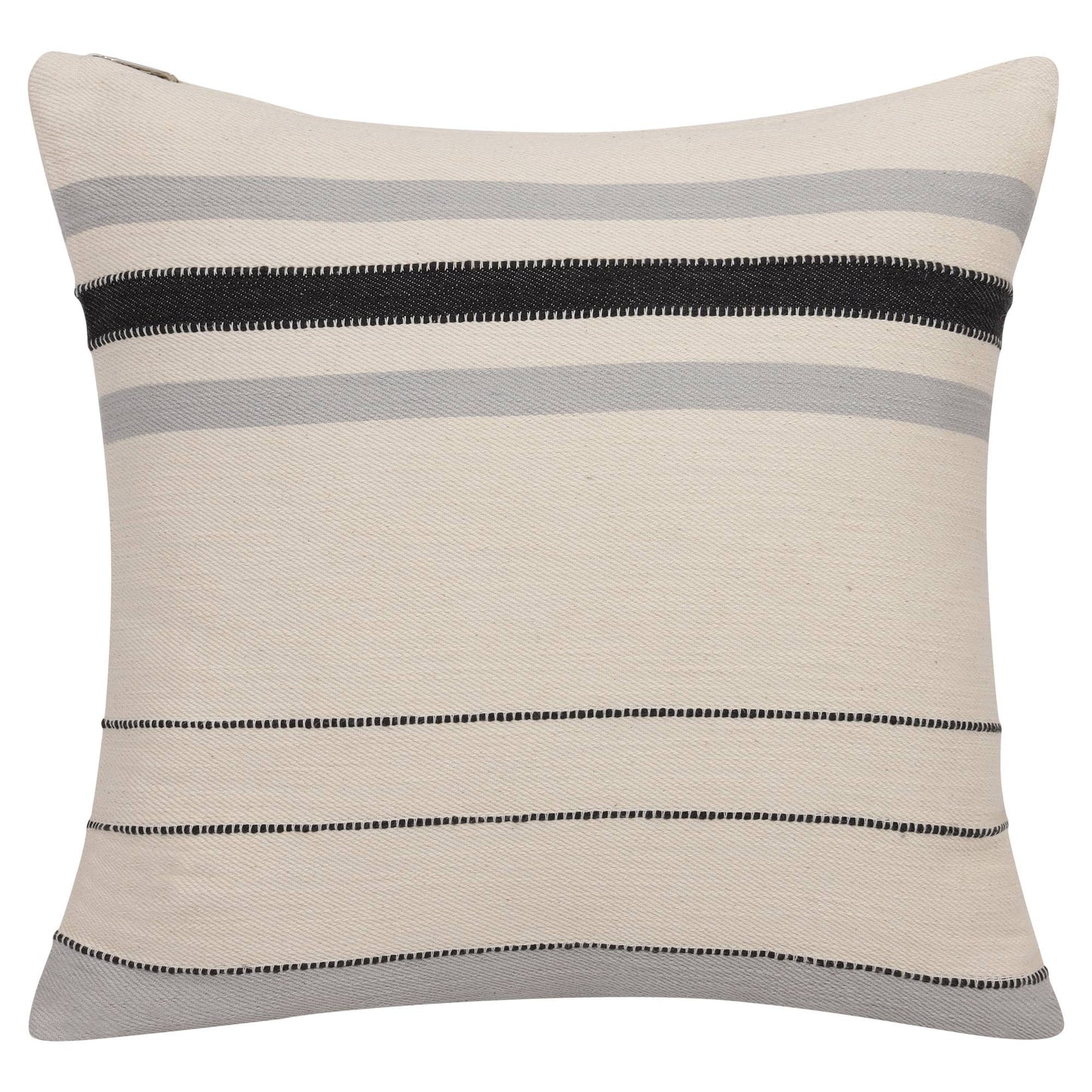 Transitional Hand-Woven Modern Striped Cotton Throw Pillow