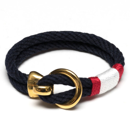 Deckard Navy/Red/White/Gold Nautical Rope Bracelet