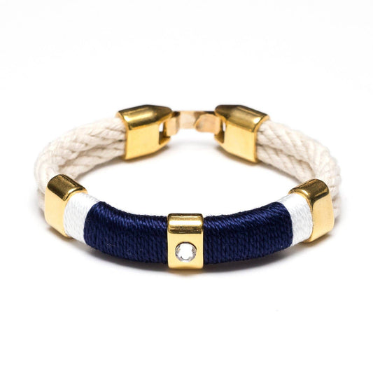 Kingston Ivory/Navy/White/Gold Nautical Rope Bracelet