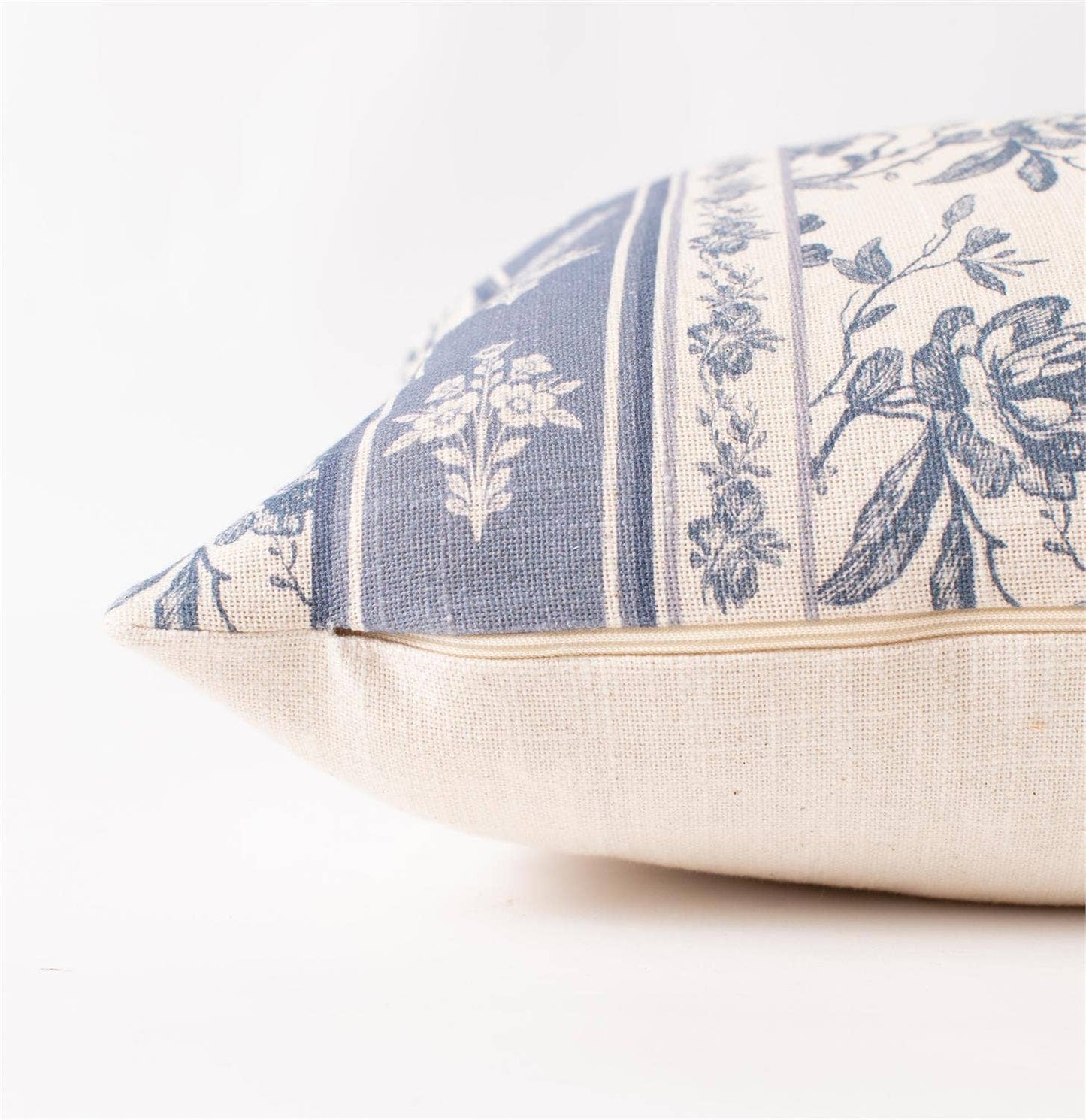 French Blue Floral Lumbar Pillow 14x22