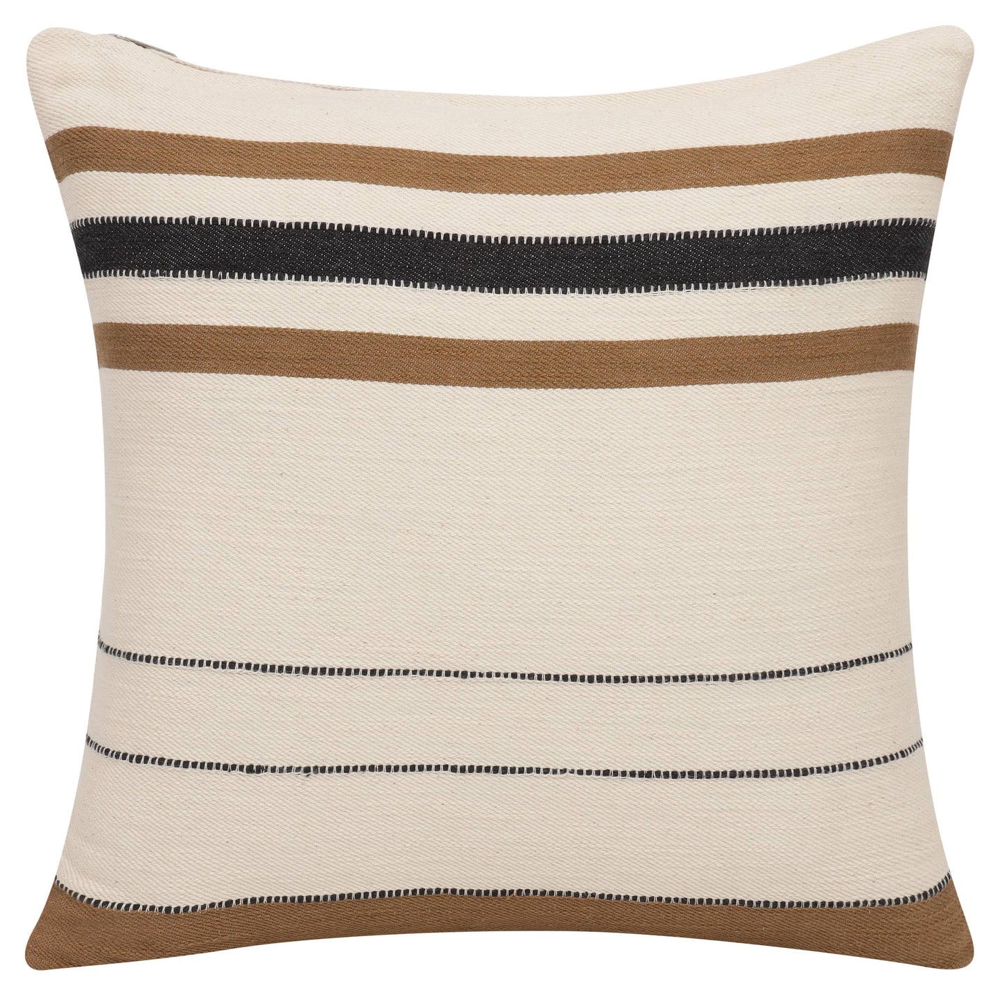 Transitional Hand-Woven Modern Striped Cotton Throw Pillow
