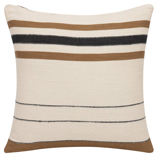 Transitional Hand-Woven Modern Striped Cotton Throw Pillow