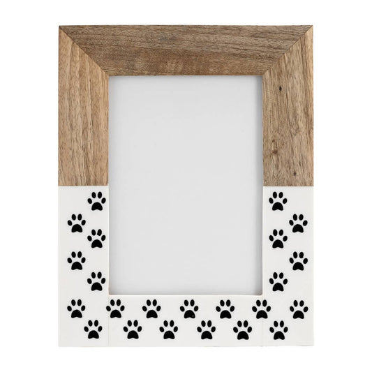 White 5x7 in. Wooden Dog-Paws Photo Frame
