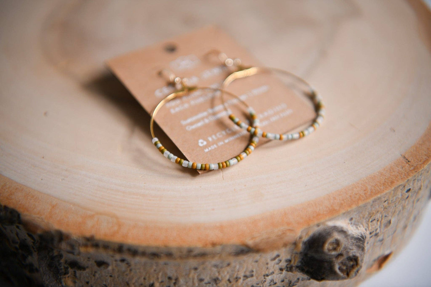 Ocean Drift Boho Beaded Hoop Earrings