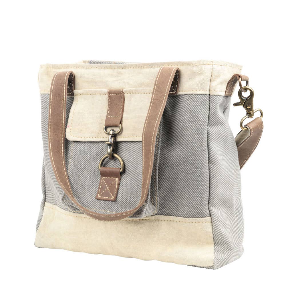 Mixed Fabric Canvas Crossbody Bag