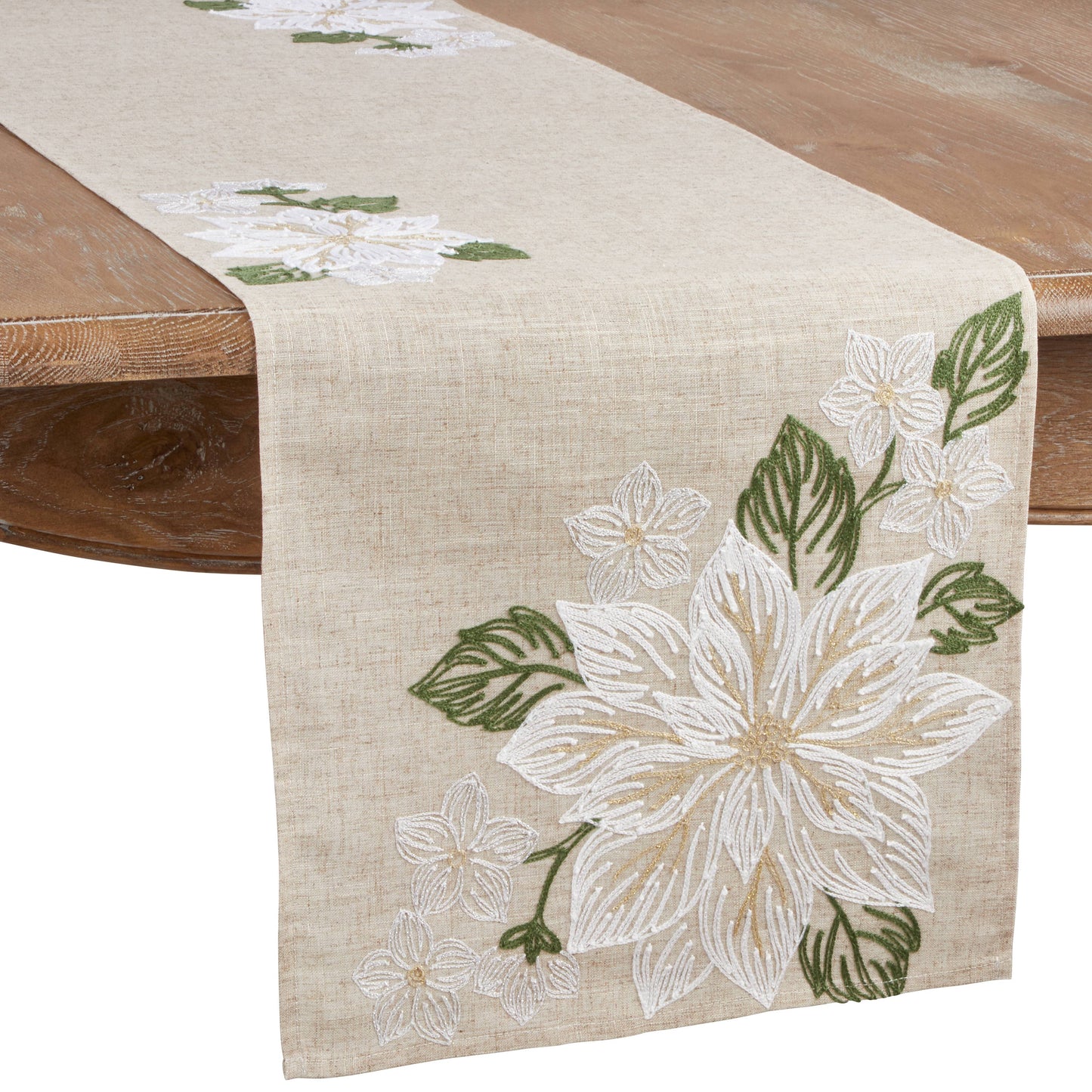 Embroidered Poinsettia Runner