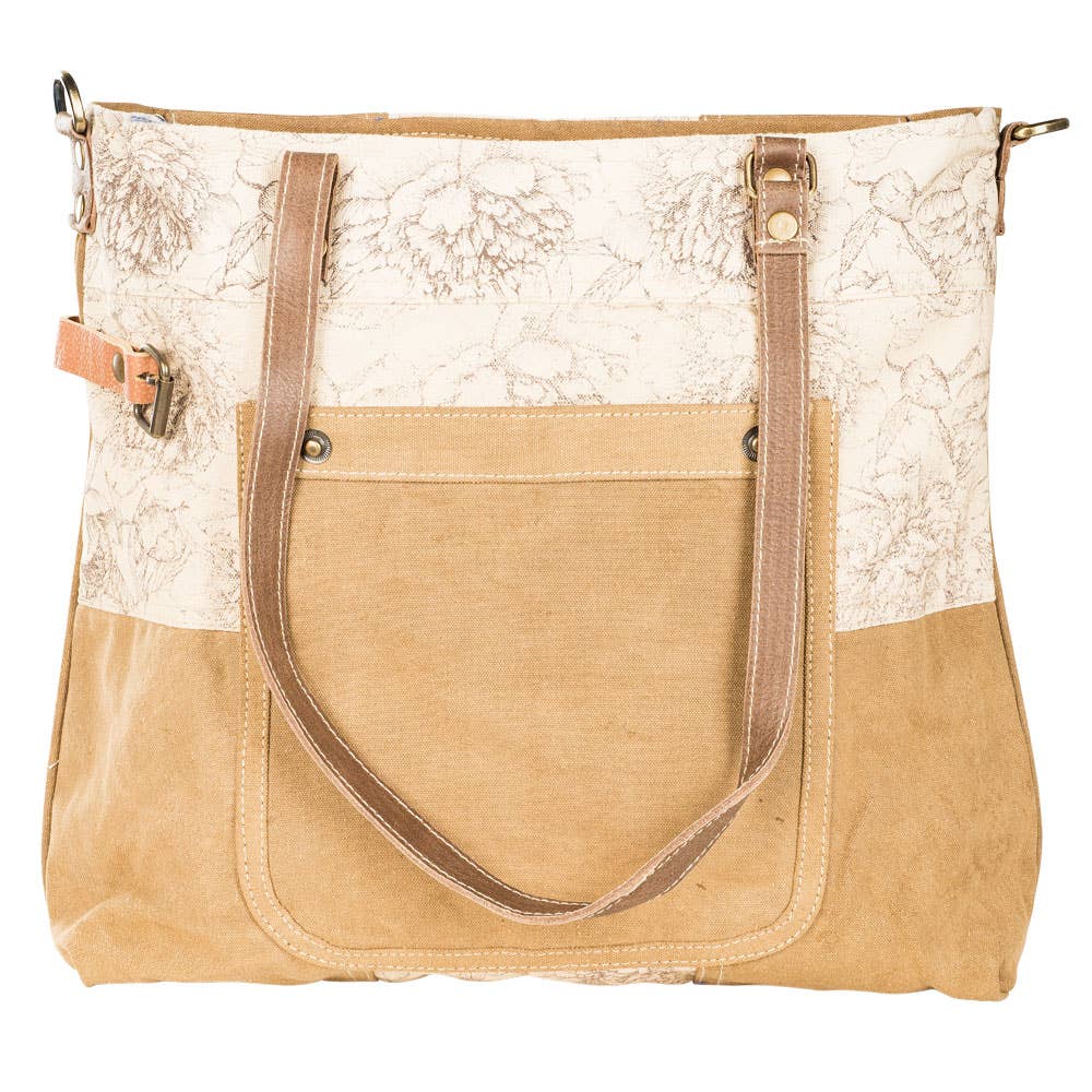 Cinnamon Floral Tote With Front Pocket
