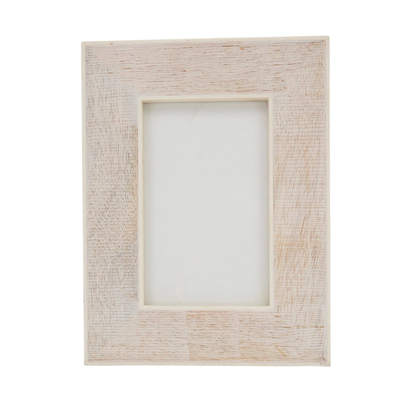 Luxe Cross Hatch Bone + Wood Photo Frame 5x7