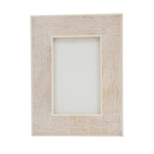 Luxe Cross Hatch Bone + Wood Photo Frame 5x7
