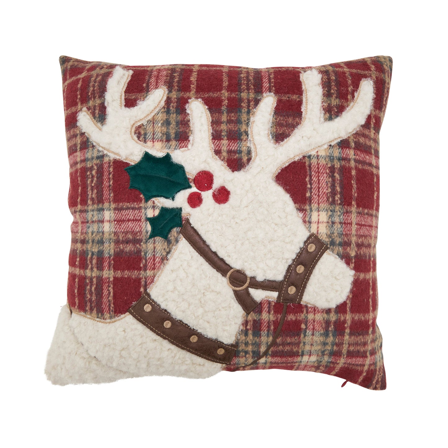 Plaid Reindeer Throw Pillow