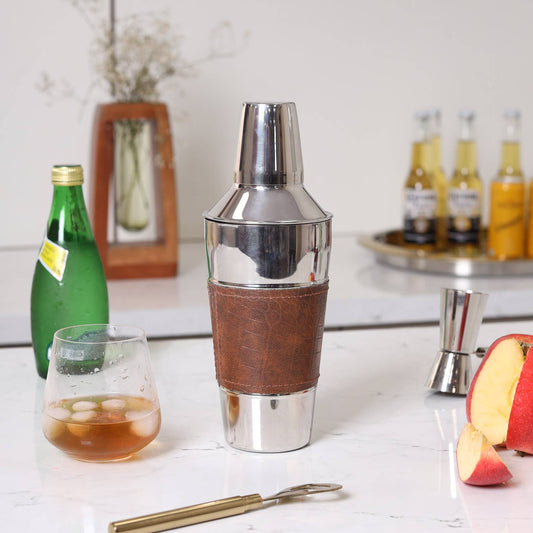 Leather Stainless Steel Cocktail Shaker sku#71794