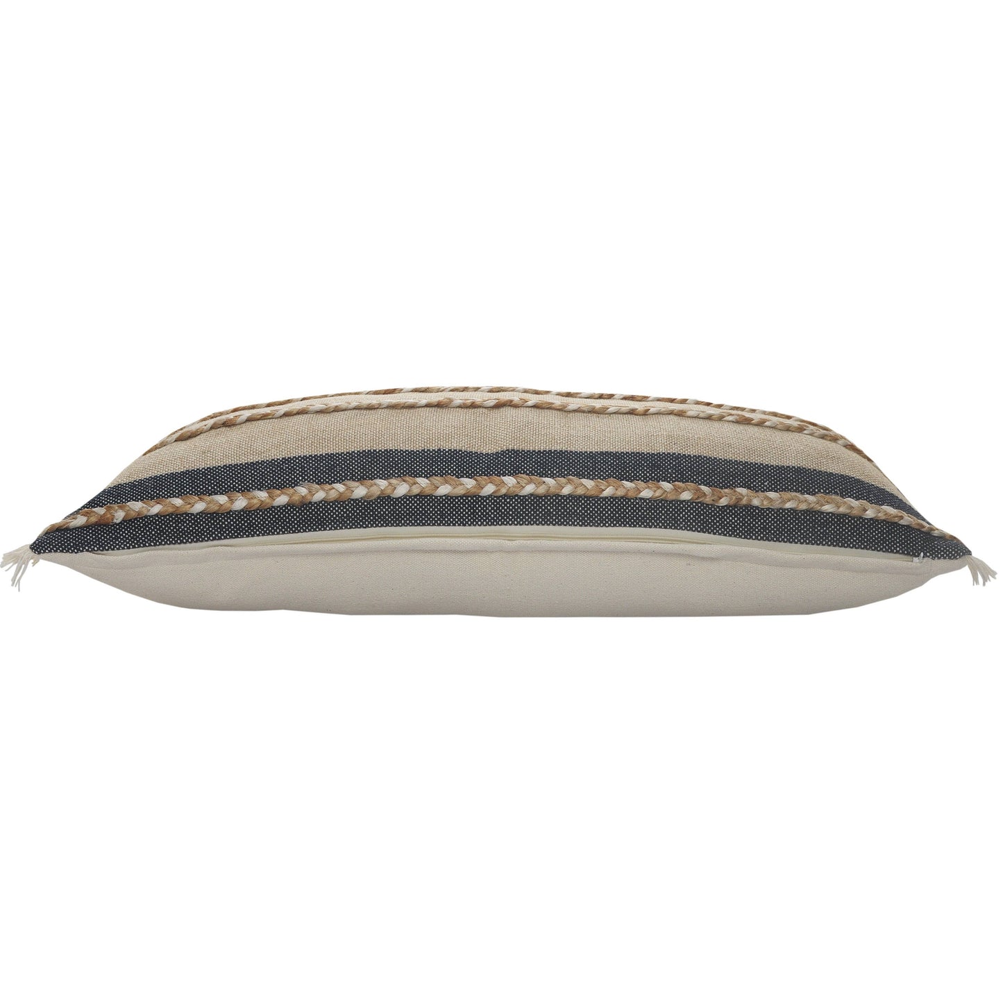 Atlantis Denim Blue and Taupe Throw Pillow with Jute