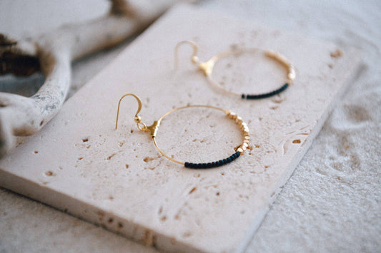 Seed Bead Half and Half Hoop Earring