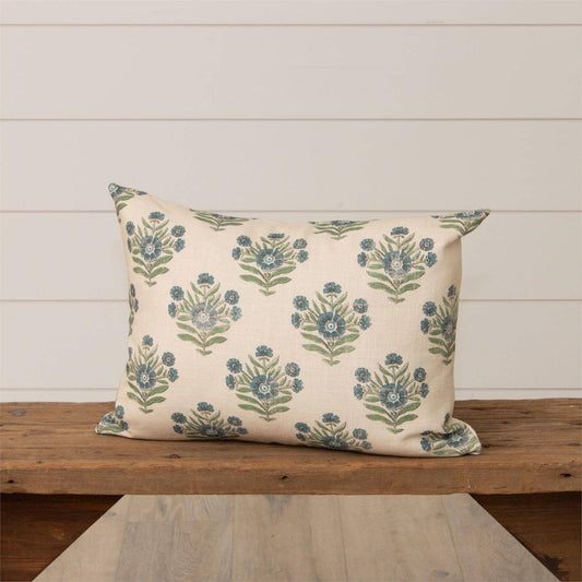 Lumbar Pillow - Blue Block Print Silhouette 12x20