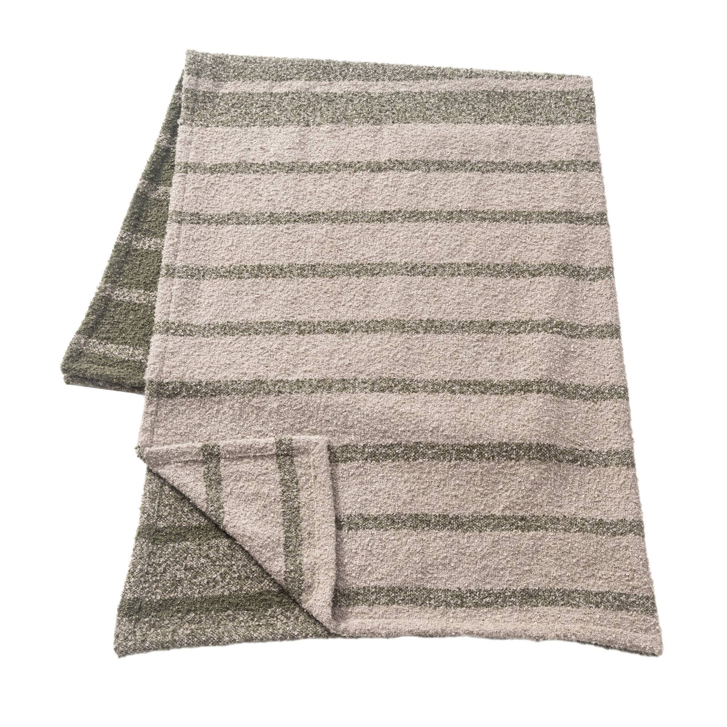 Handwoven Green Gray Striped Throw Blanket