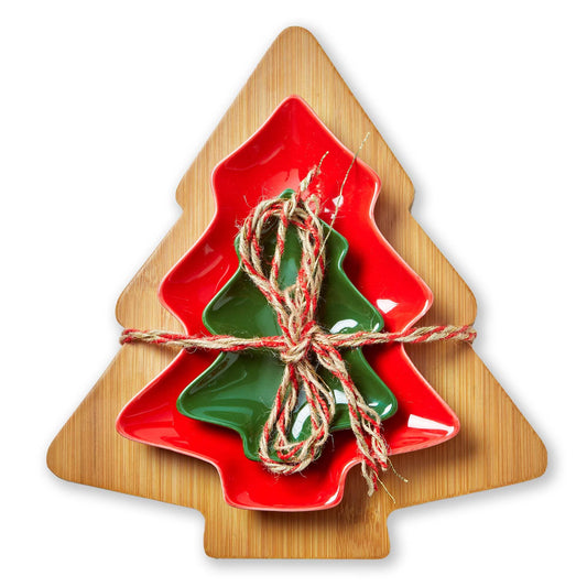 Christmas Tree Board & Dish (Set of 3)