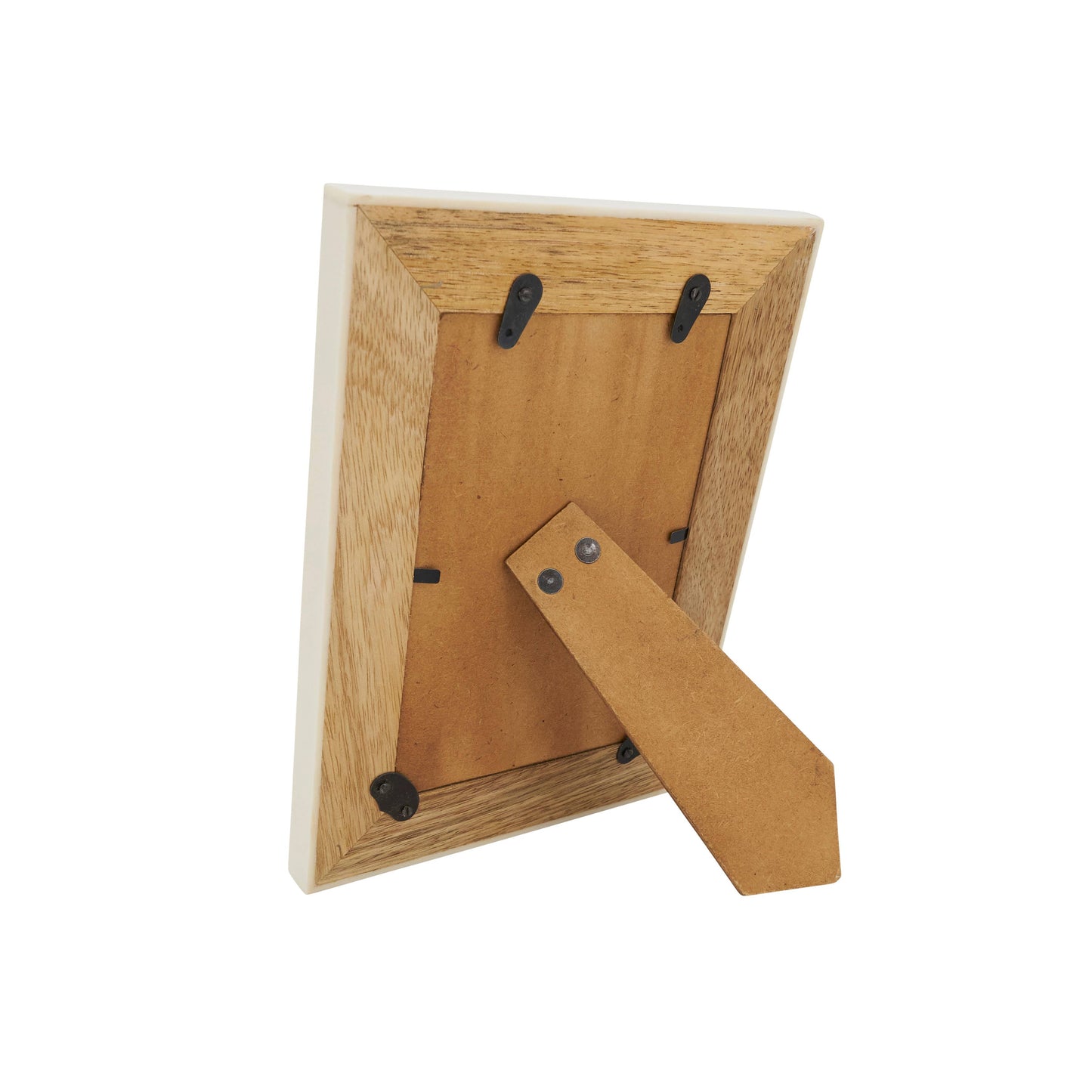 Luxe Cross Hatch Bone + Wood Photo Frame 5x7