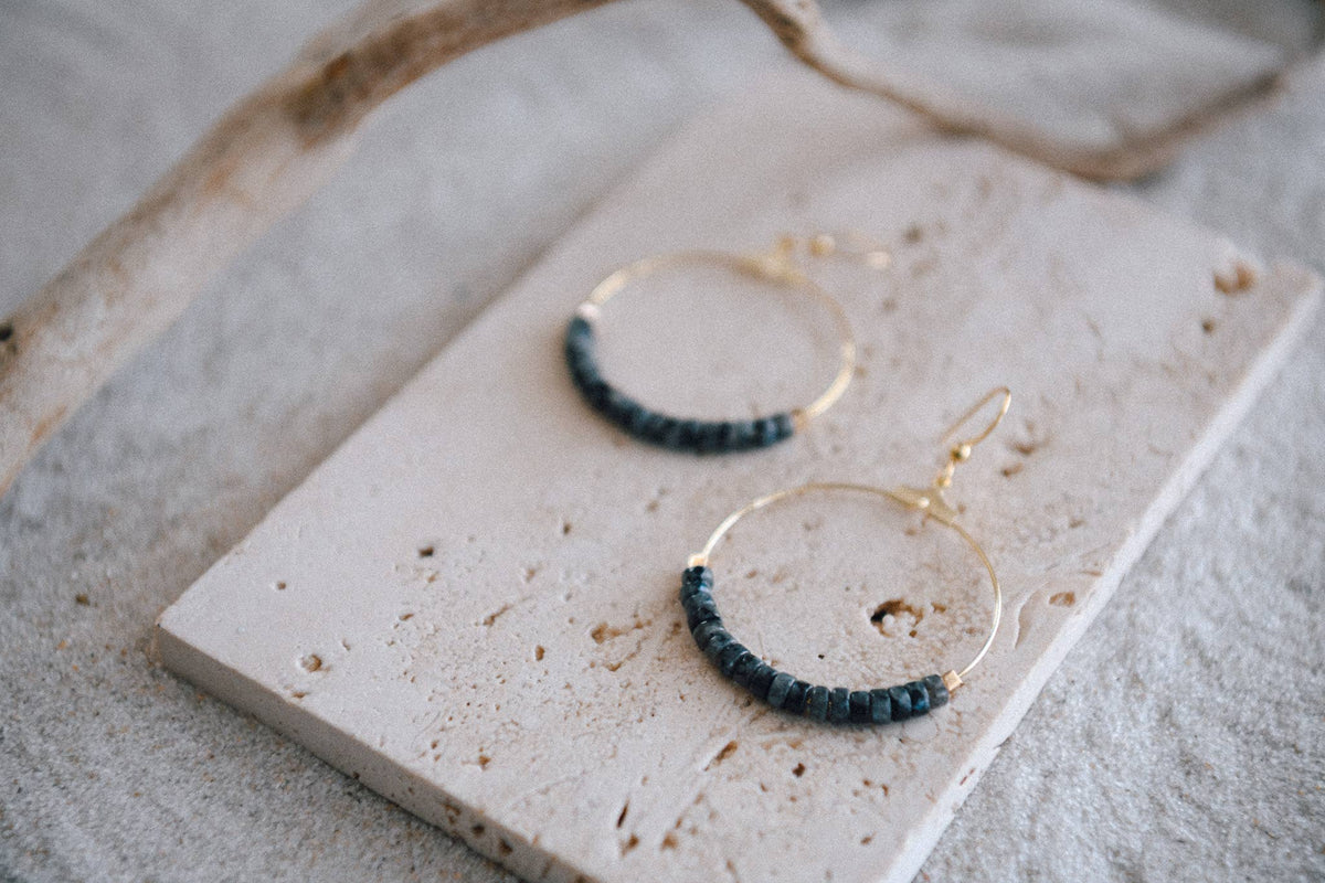 Gemstone and Gold-Plated Hoop Earrings