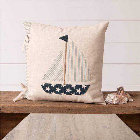 Sail Boat Pillow 18"x18"