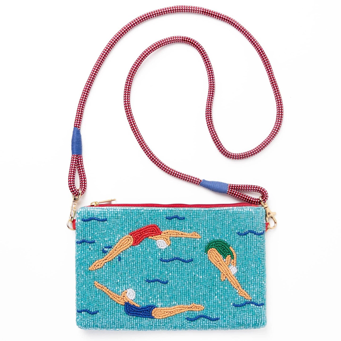 Leila Swimmers Seed Bead Clutch With Strap