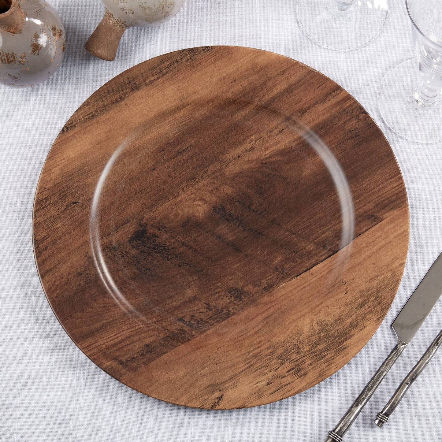 Sleek Faux Wood Charger Plate