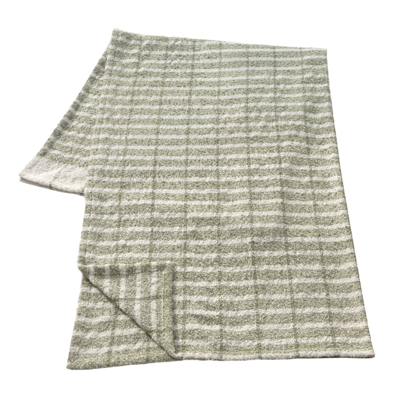 Farmhouse Green/Ivory Striped Performance Throw Blanket