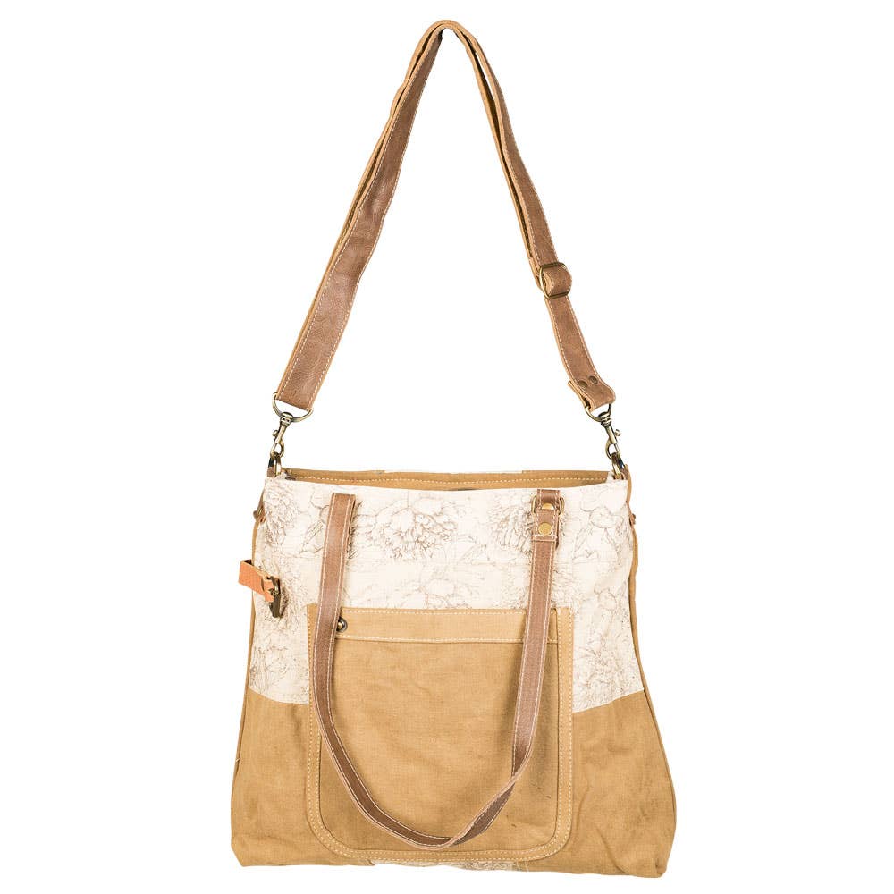 Cinnamon Floral Tote With Front Pocket
