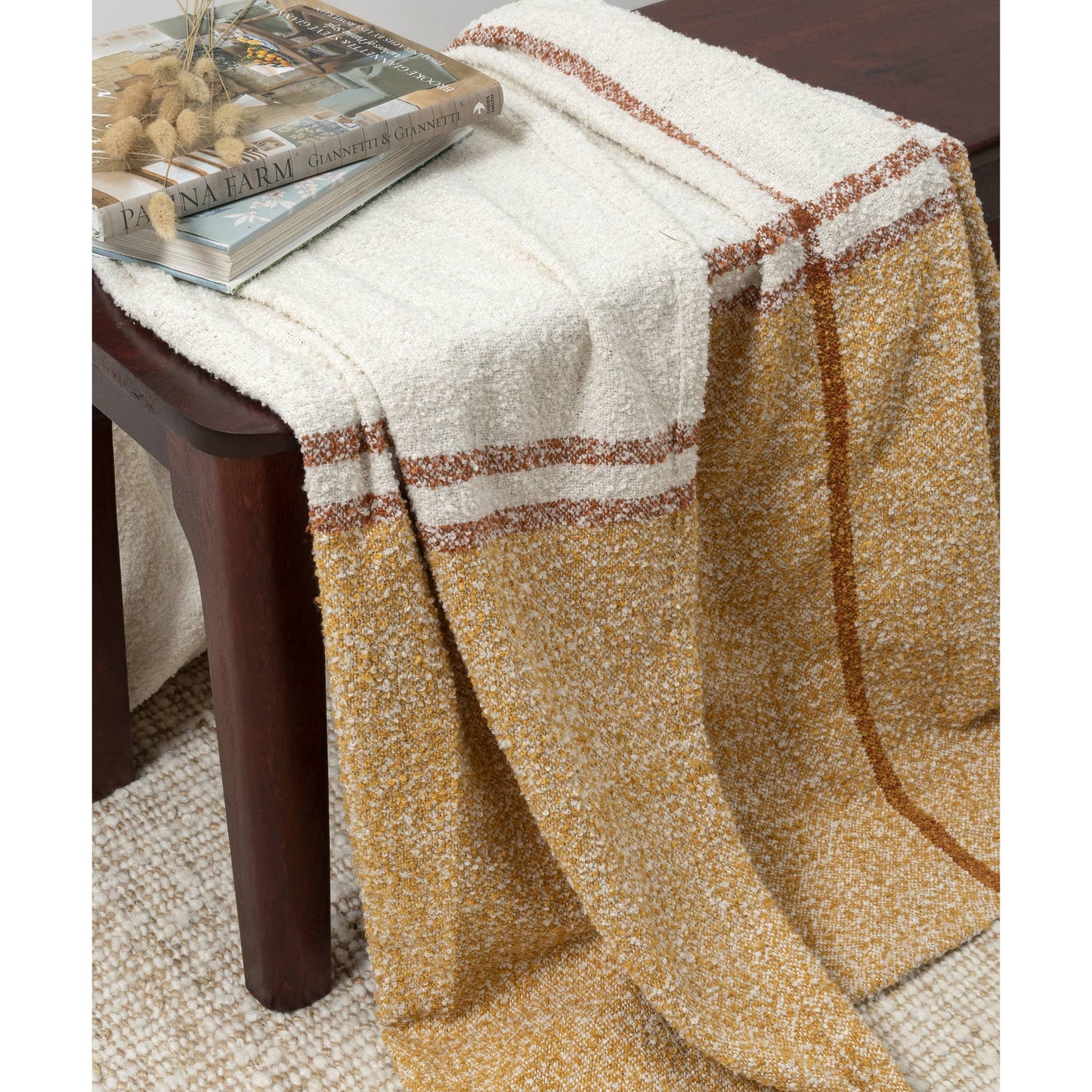 Striped Performance Throw Blanket (Ivory/Mustard)