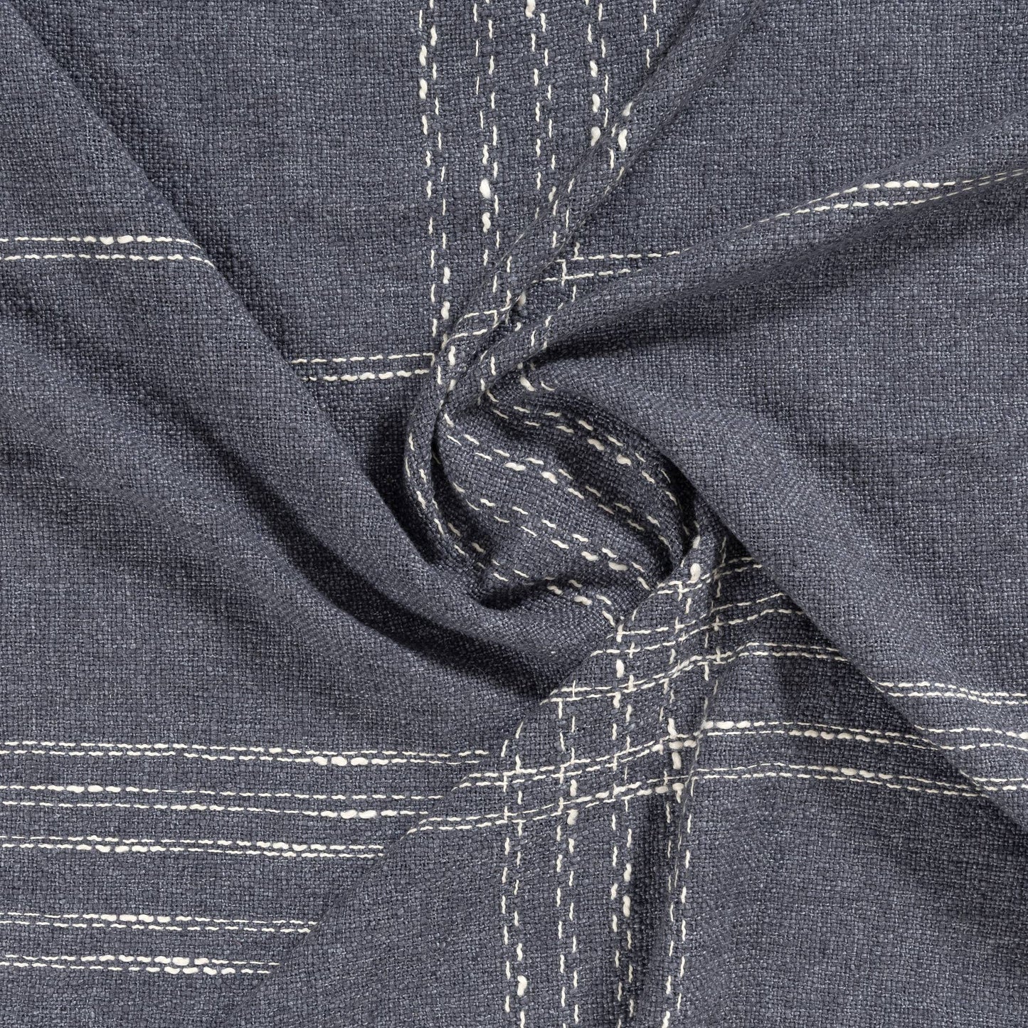 Farmhouse Blue/Ivory Plaid Cotton Blend Throw Blanket