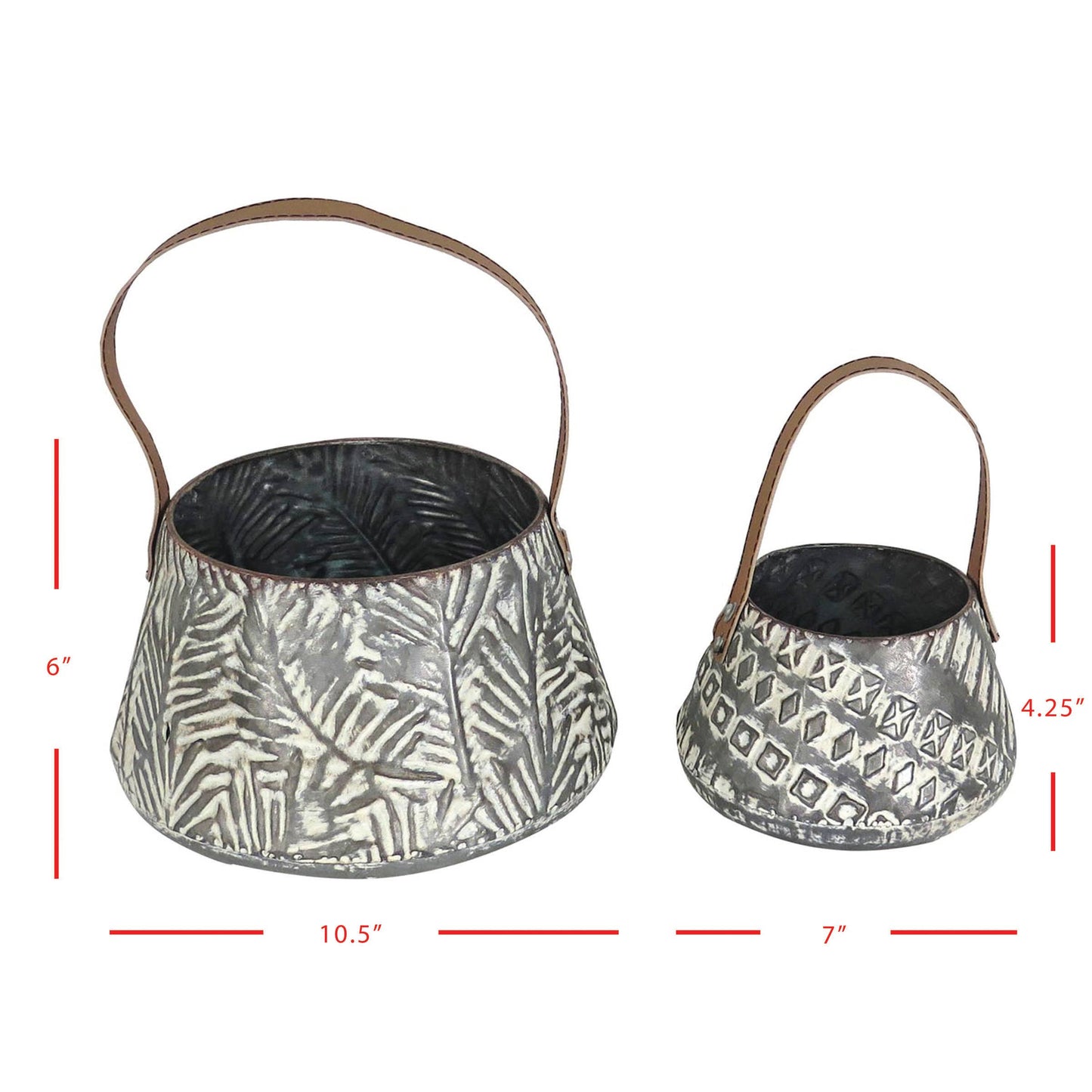 Langford Rustic Metal Storage Basket with Leather Handle