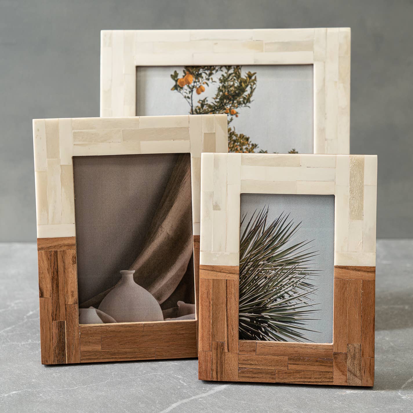 Split Wood & White Bone Frame 8x10