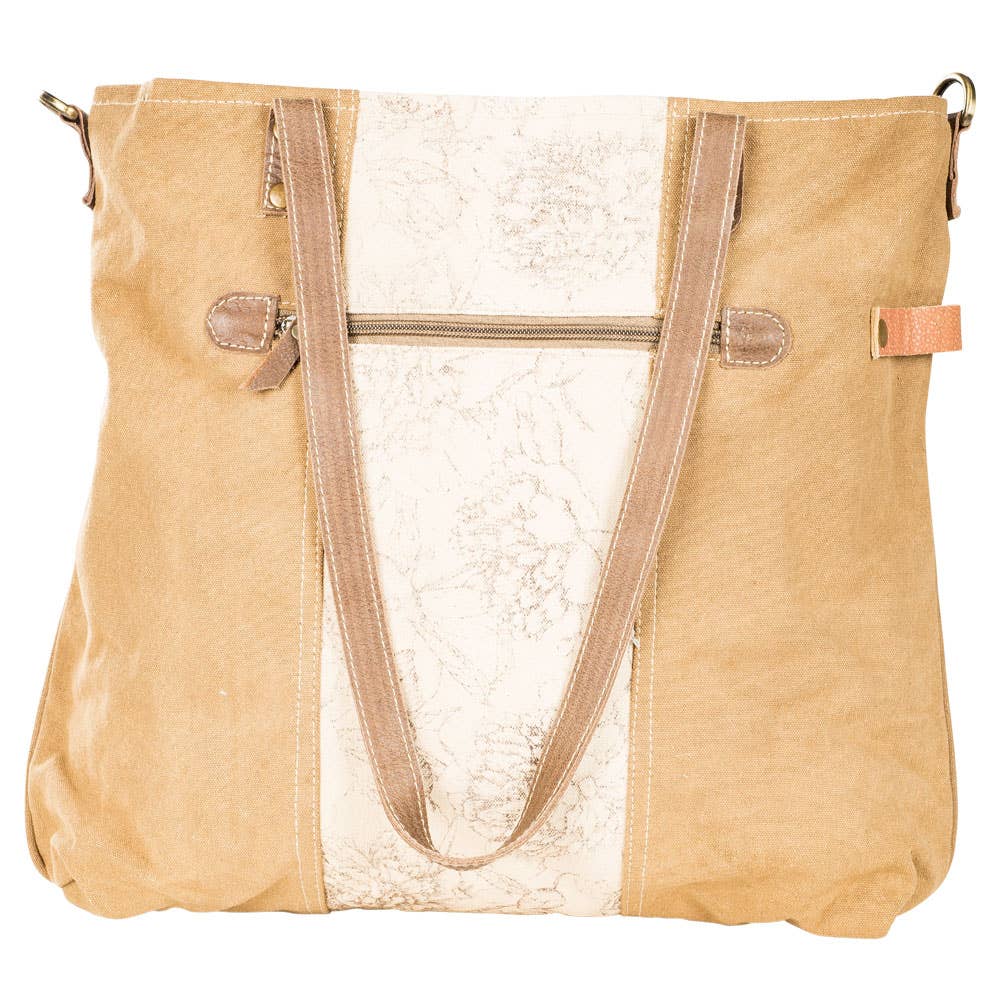 Cinnamon Floral Tote With Front Pocket