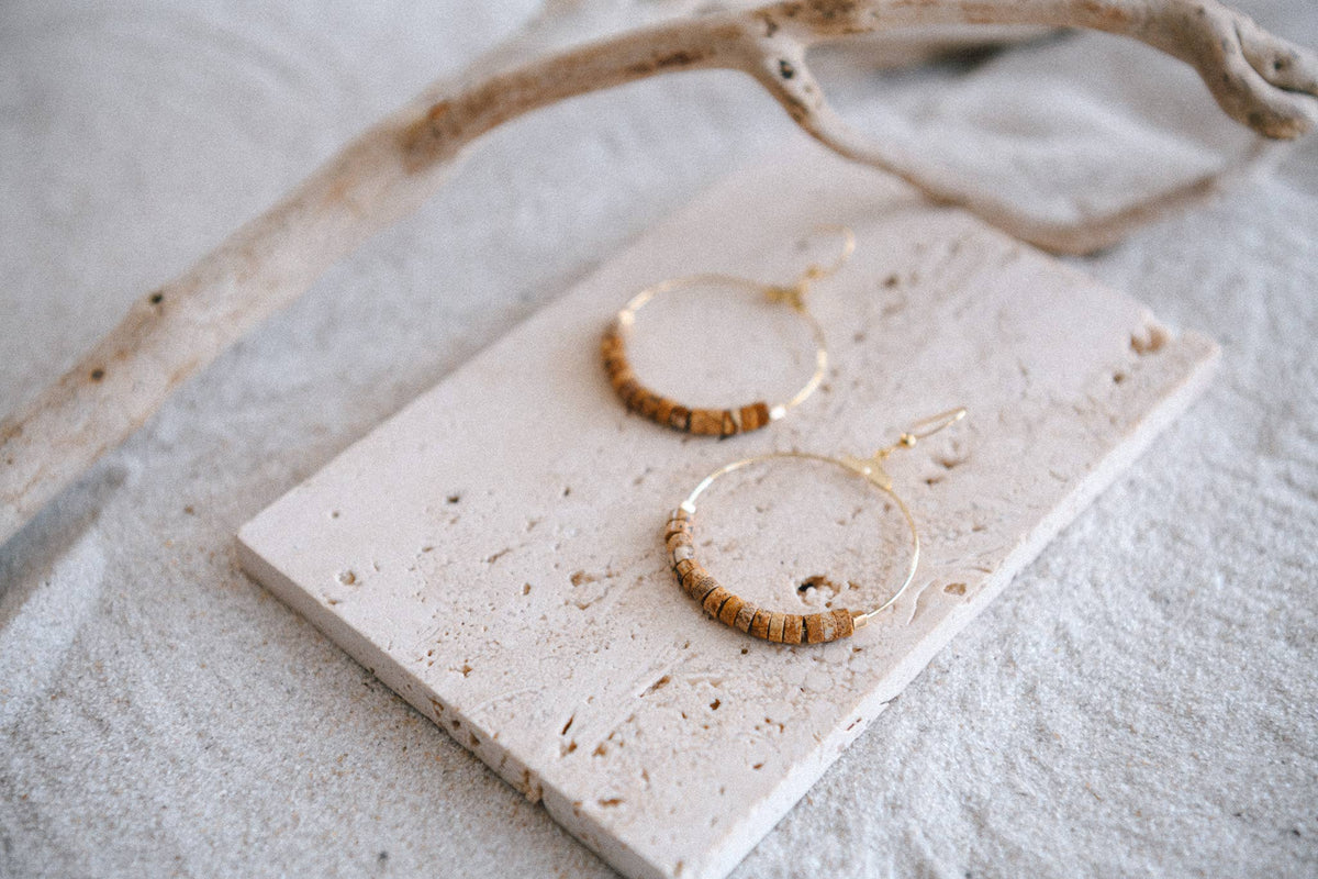 Gemstone and Gold-Plated Hoop Earrings